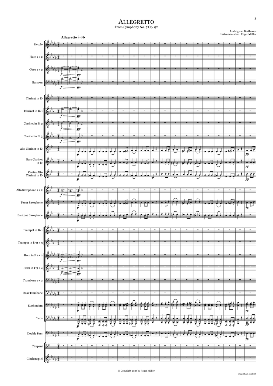 Allegretto from Symphony No. 7 Op. 92 Concert Band scores gallery preview page 4