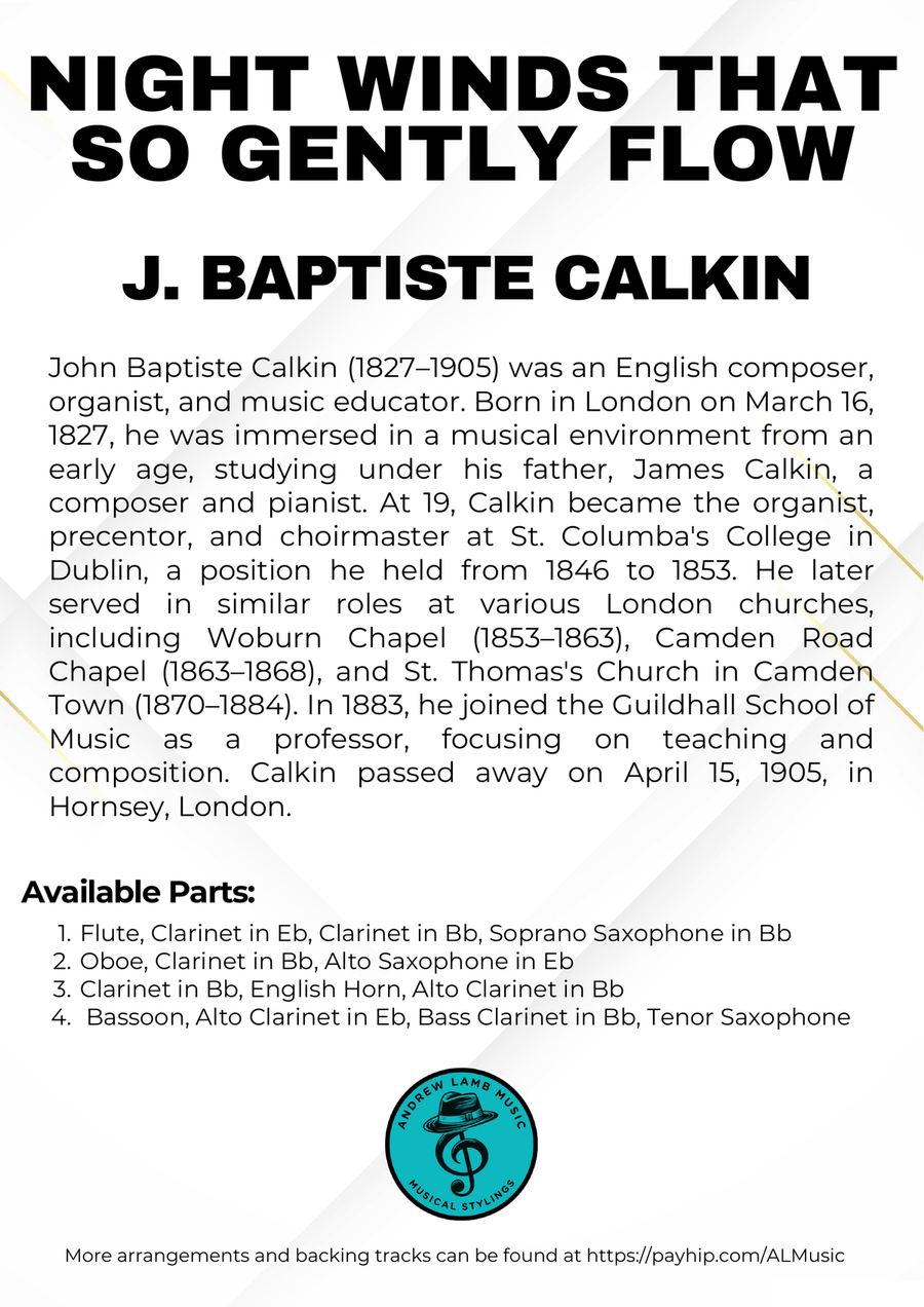 J. Baptiste CALKIN | Night Winds That So Gently Flow | for Wind Quartet Woodwind Quartet scores gallery preview page 3