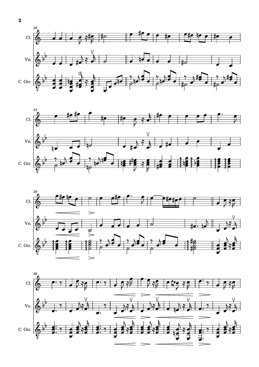 Bridal Chorus. R. Wagner - Clarinet, Violin and Guitar. Score and Parts. Small Ensemble scores gallery preview page 2
