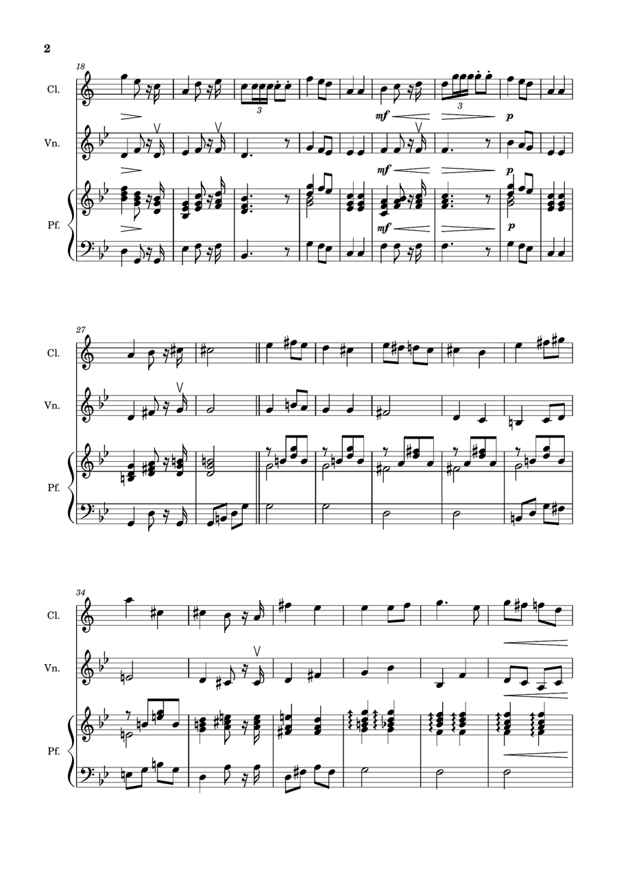 Bridal Chorus. R. Wagner - Clarinet, Violin and Piano. Score and Parts. Chamber Music scores gallery preview page 2