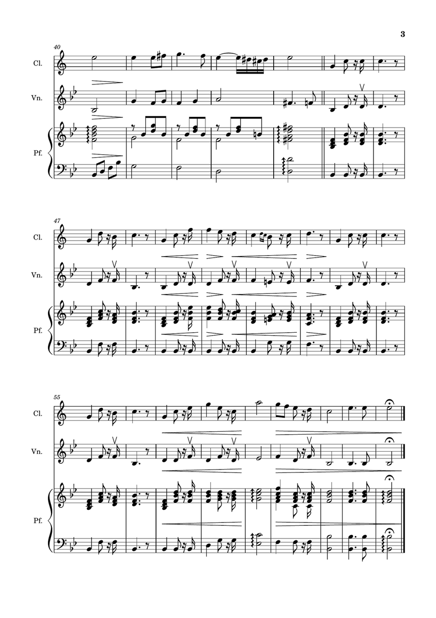 Bridal Chorus. R. Wagner - Clarinet, Violin and Piano. Score and Parts. Chamber Music scores gallery preview page 3