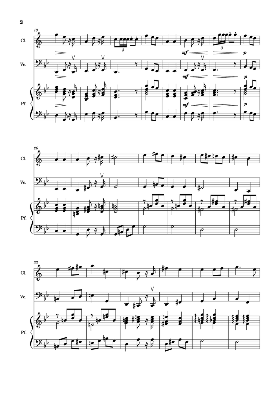 Bridal Chorus. R. Wagner - Clarinet, Cello and Piano. Score and Parts. Chamber Music scores gallery preview page 2