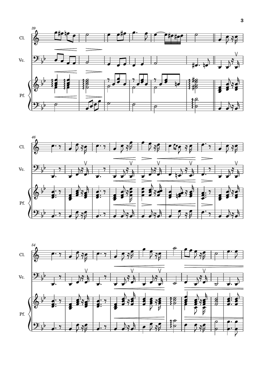 Bridal Chorus. R. Wagner - Clarinet, Cello and Piano. Score and Parts. Chamber Music scores gallery preview page 3