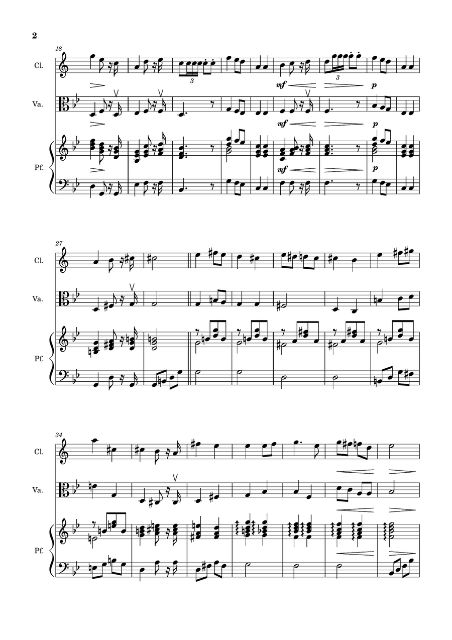 Bridal Chorus. R. Wagner - Clarinet, Viola and Piano. Score and Parts. Chamber Music scores gallery preview page 2