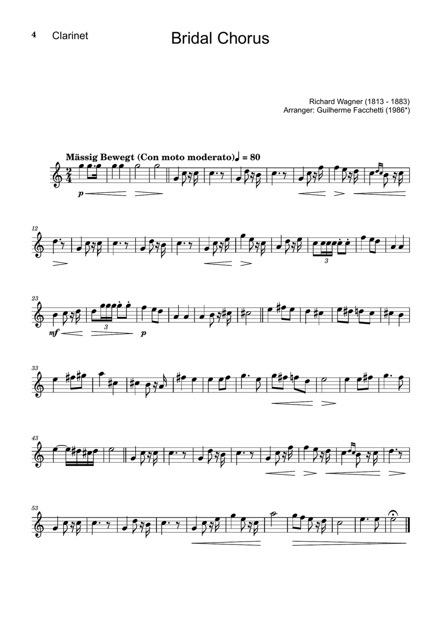 Bridal Chorus. R. Wagner - Clarinet, Viola and Piano. Score and Parts. Chamber Music scores gallery preview page 4