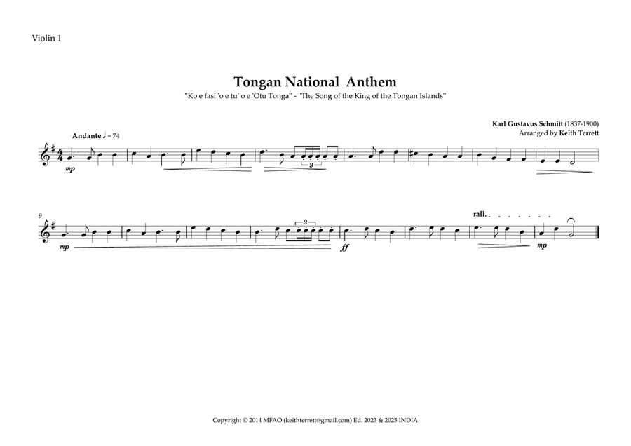 Tongan National Anthem for String Orchestra String Orchestra scores gallery preview page 5