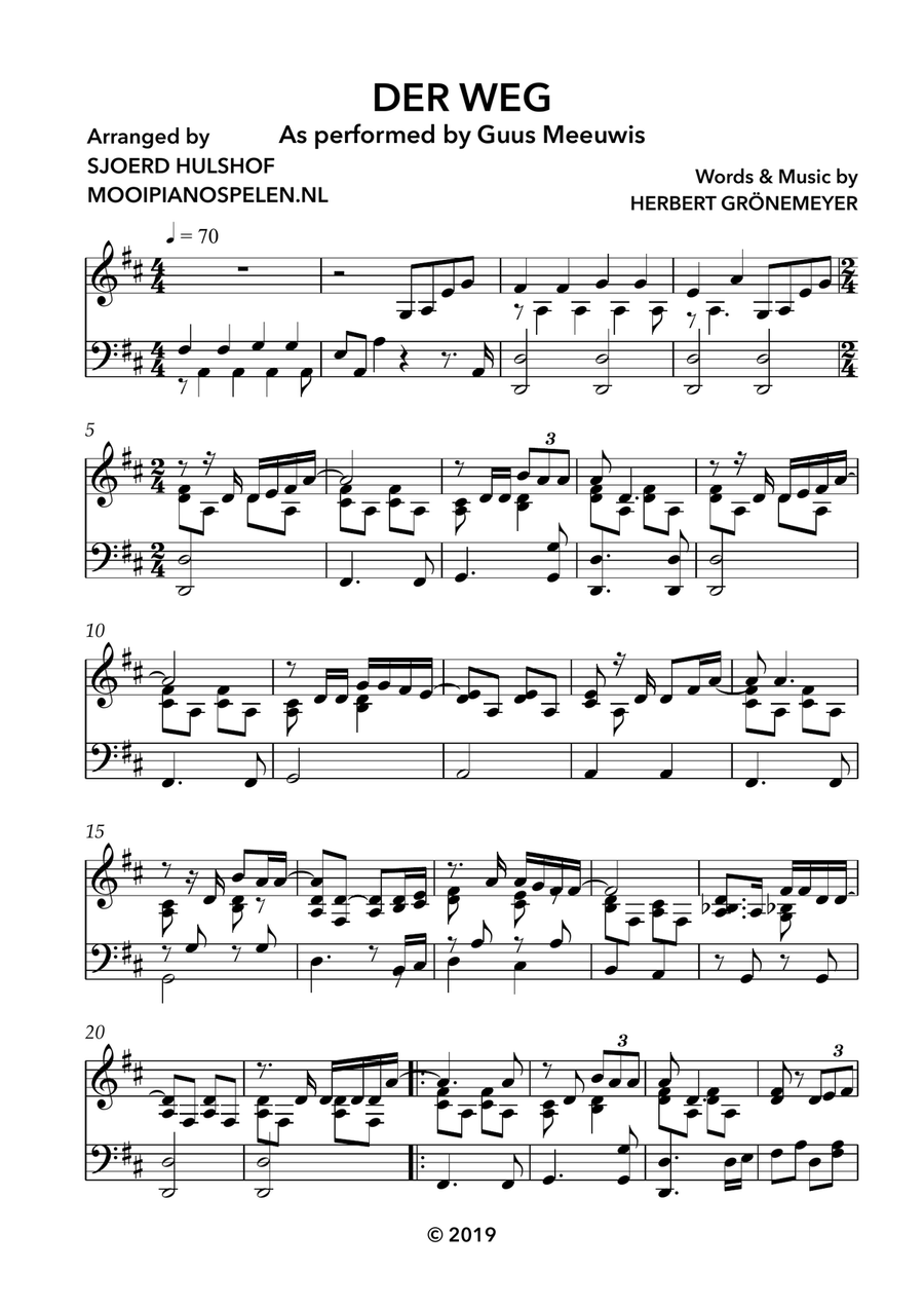 Der Weg Piano Solo scores gallery preview page 1
