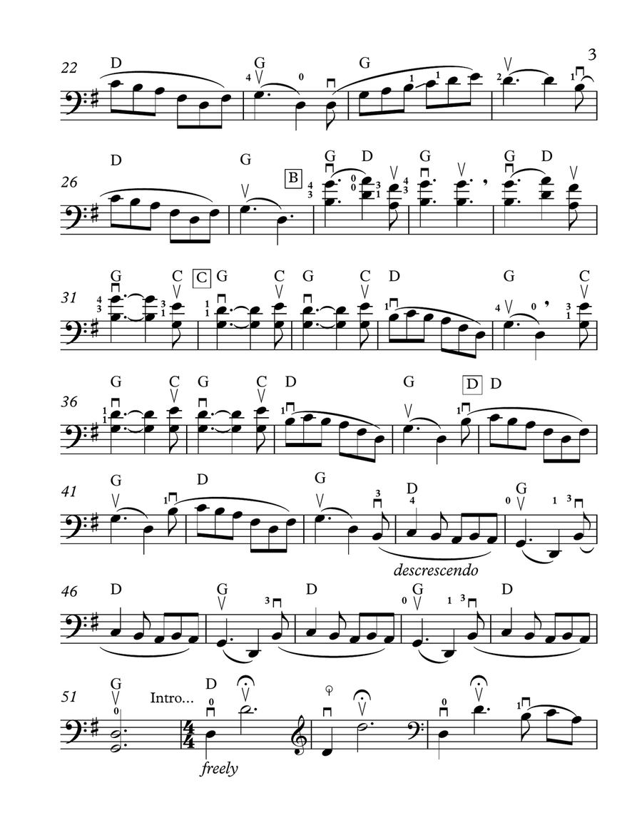 Drualas Os Cionn An Dorais - Mistletoe Above The Door (A Celtic Carol for Cello) Celtic Fiddle scores gallery preview page 3
