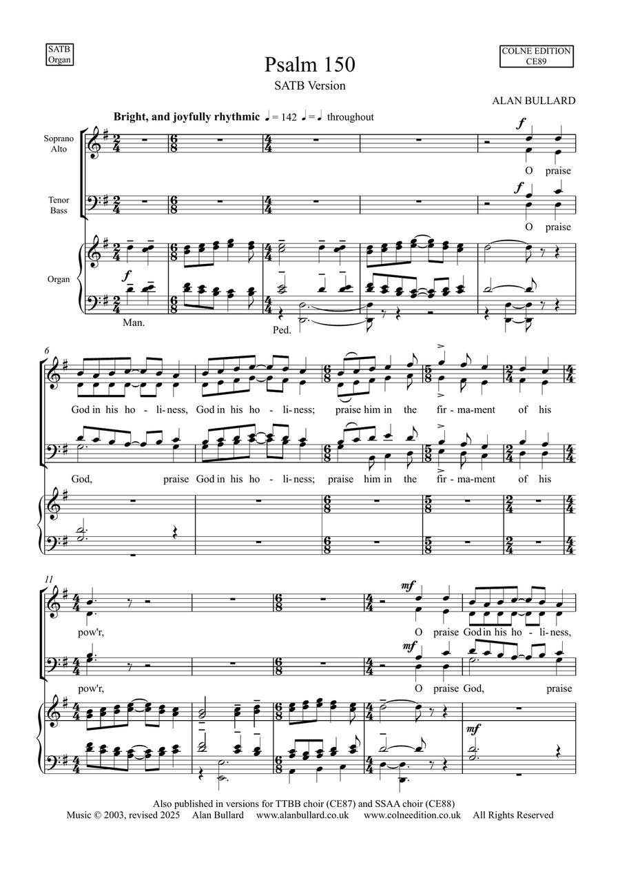 Psalm 150 (SATB and organ version) 4-Part scores gallery preview page 1