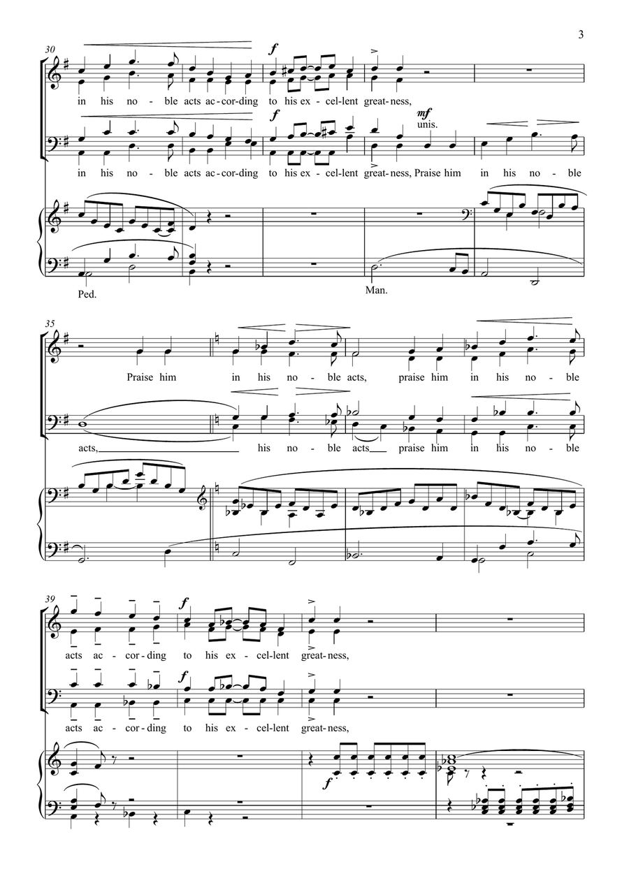 Psalm 150 (SATB and organ version) 4-Part scores gallery preview page 3