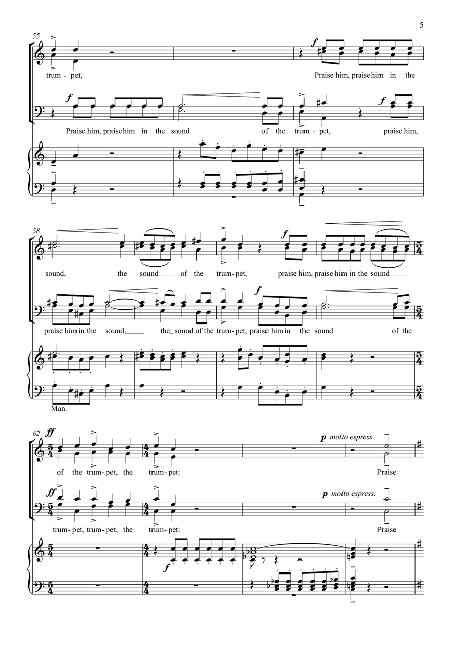 Psalm 150 (SATB and organ version) 4-Part scores gallery preview page 5