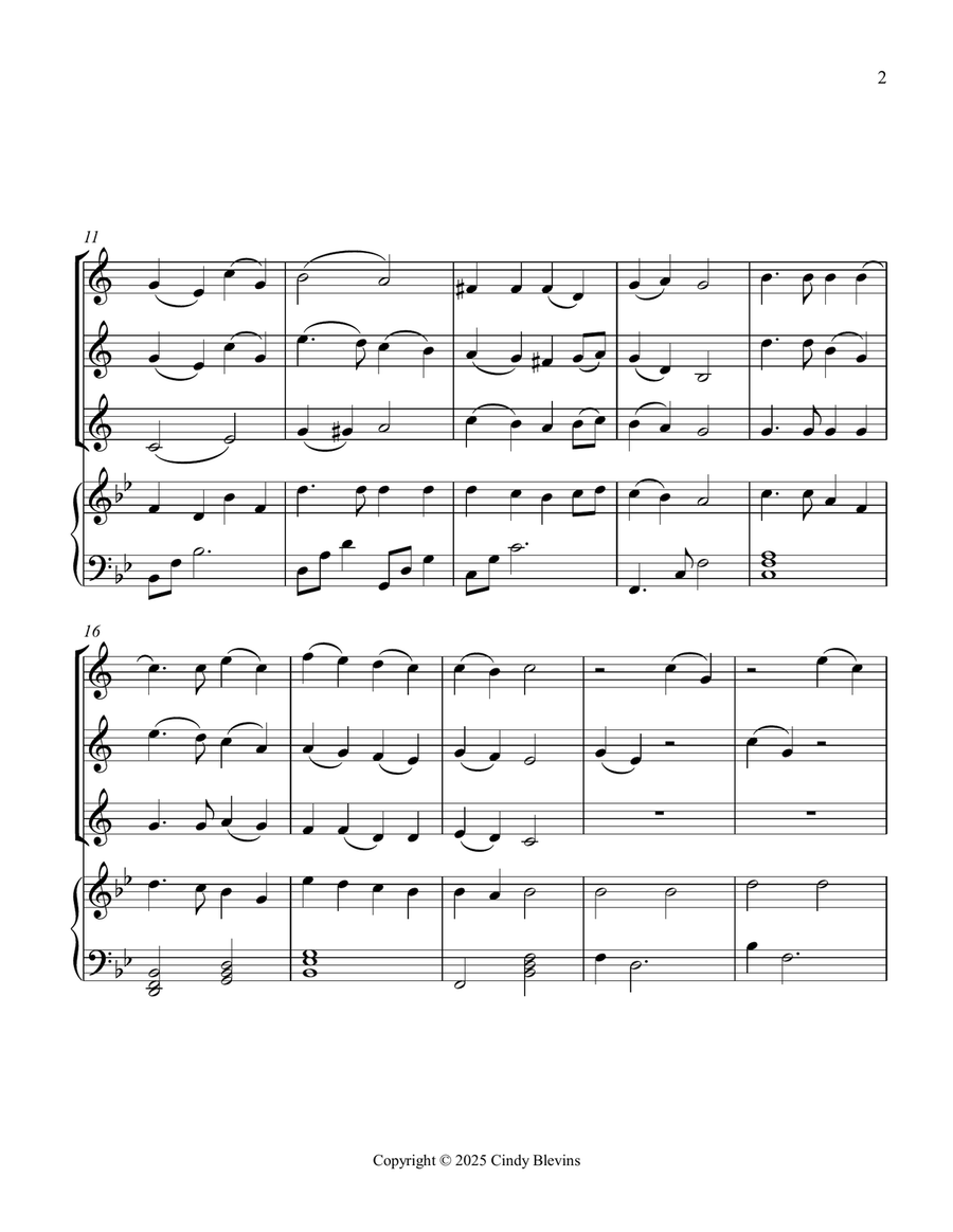 Angels From the Realms of Glory, for Three Clarinets and Piano Small Ensemble scores gallery preview page 3