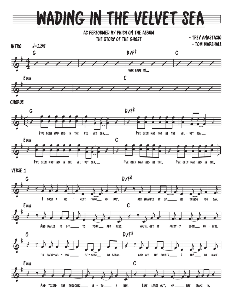 Wading In The Velvet Sea Piano scores gallery preview page 1