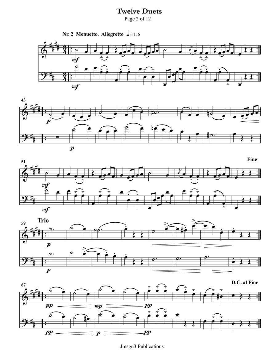 Mozart: Twelve Duets K. 487 for Clarinet & Cello Chamber Music scores gallery preview page 2