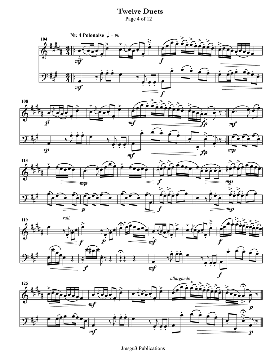 Mozart: Twelve Duets K. 487 for Clarinet & Cello Chamber Music scores gallery preview page 4