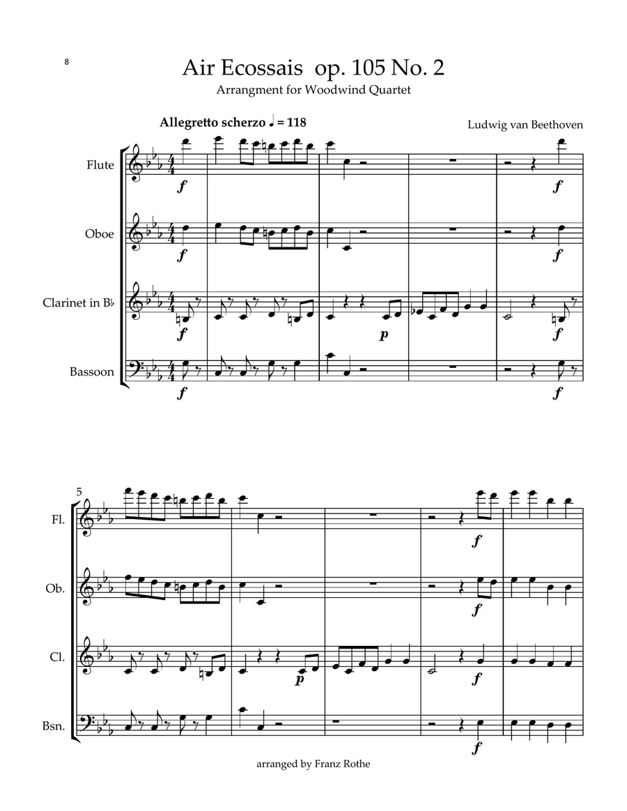 Air Ecossais op. 105 No. 2 Woodwind Quartet scores gallery preview page 1