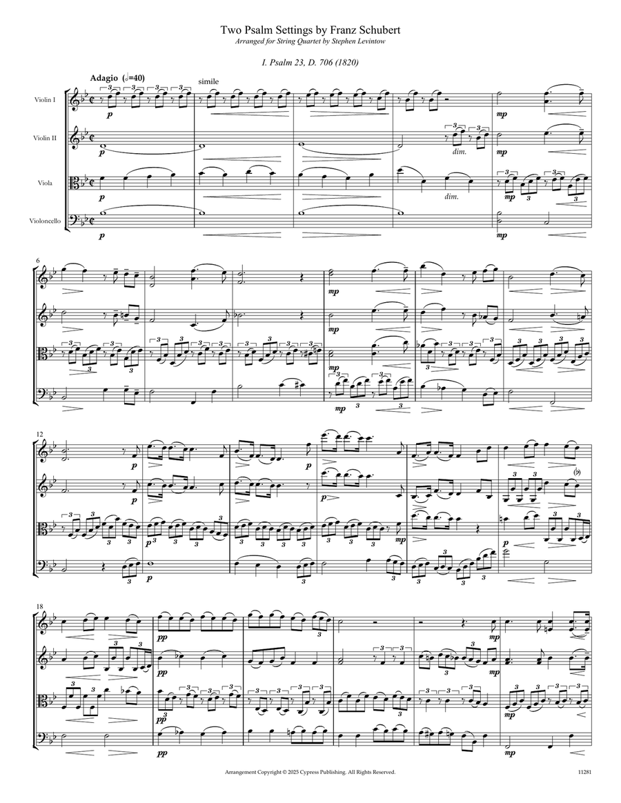 Two Psalm Settings by Franz Schubert String Quartet scores gallery preview page 1
