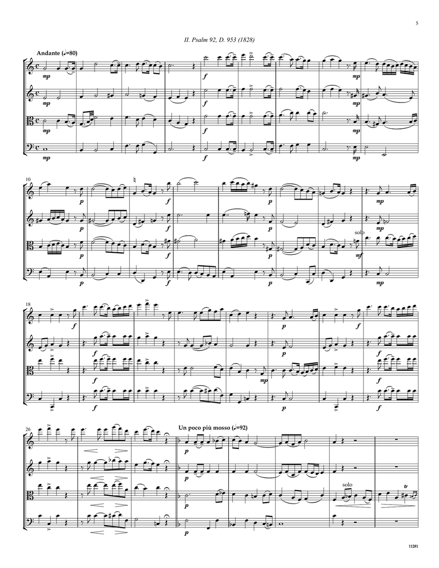 Two Psalm Settings by Franz Schubert String Quartet scores gallery preview page 5