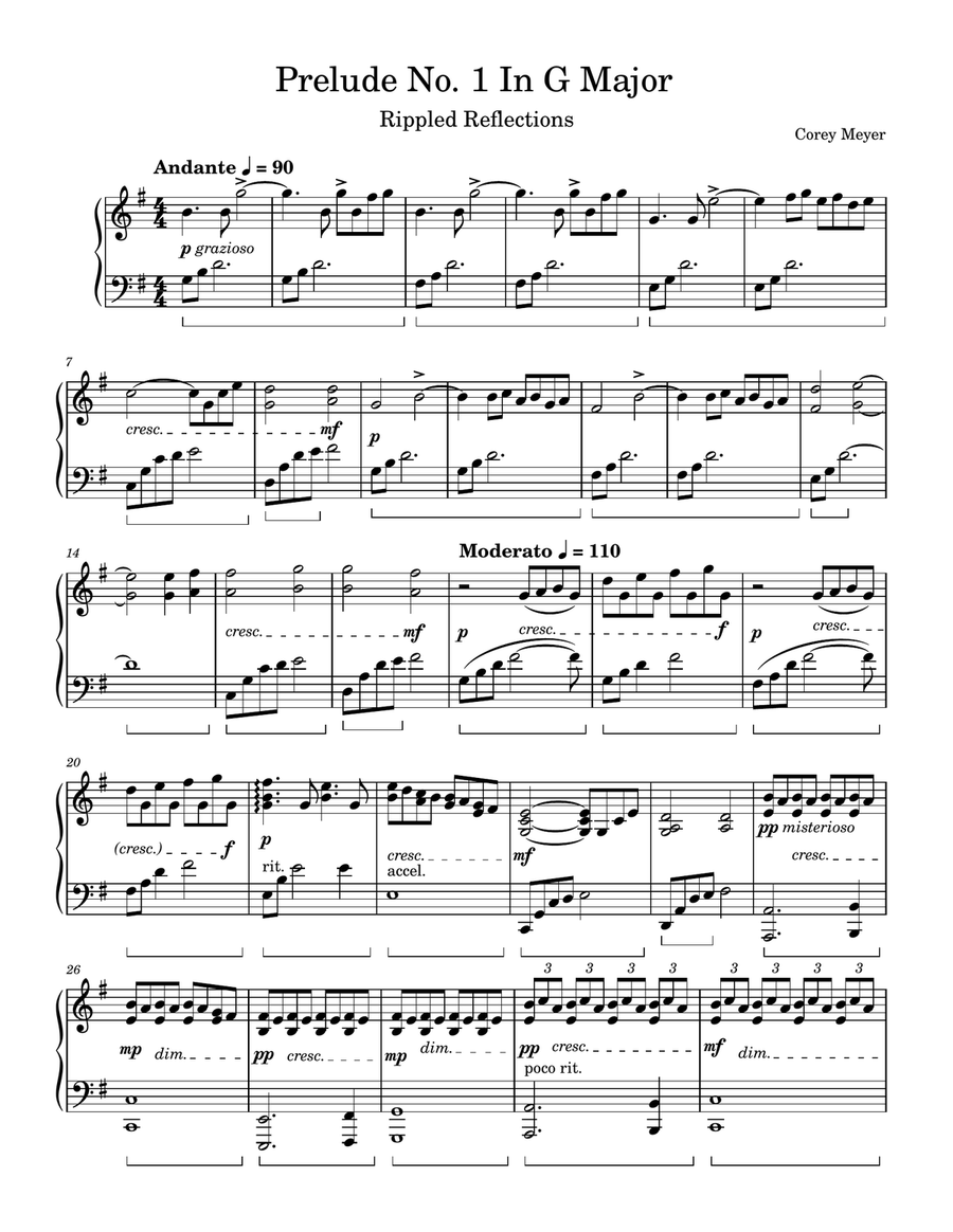 Prelude No. 1 in G Major - Rippled Reflections Piano Solo scores gallery preview page 1