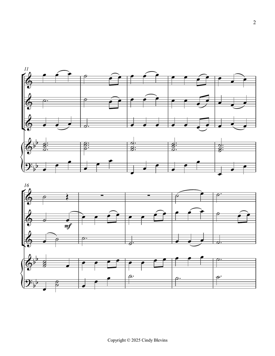 Away In A Manger, for Three Clarinets and Piano Small Ensemble scores gallery preview page 3