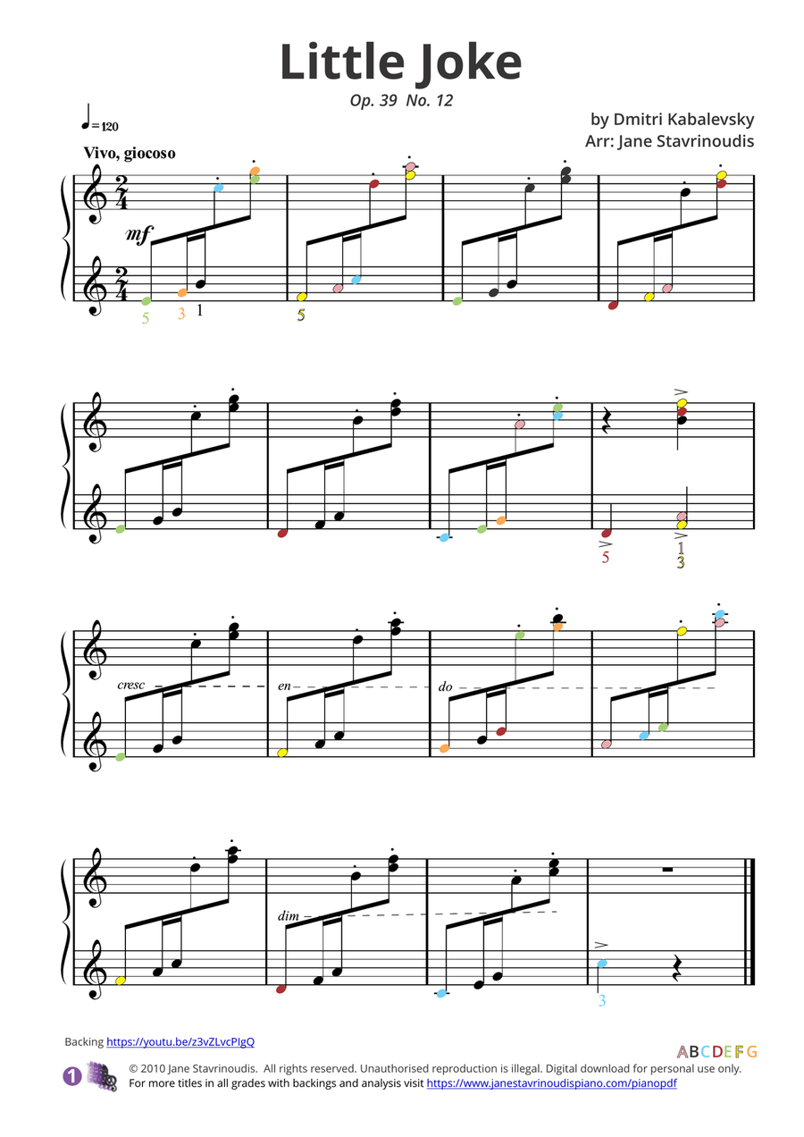 Little Joke (Scherzo Op39 No12) Easy Piano scores gallery preview page 2