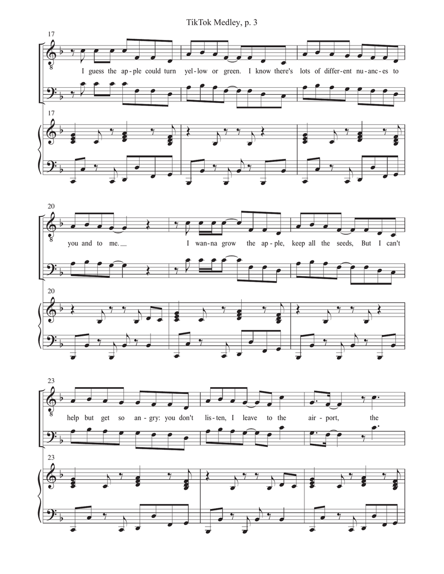 Medley: Apple with Kings & Queens and Abracadabra TTBB scores gallery preview page 3