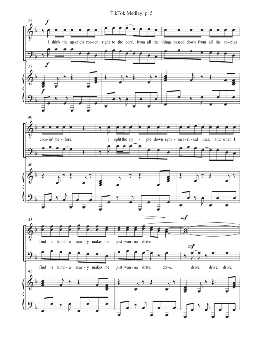 Medley: Apple with Kings & Queens and Abracadabra TTBB scores gallery preview page 5