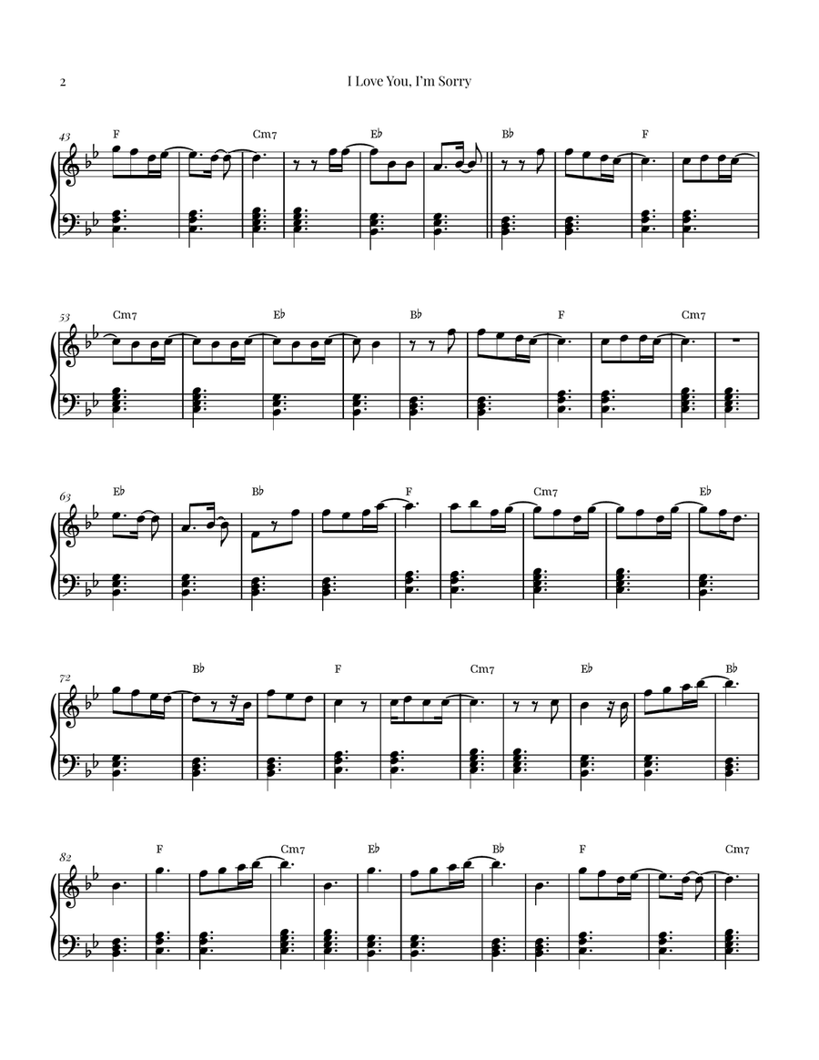 I Love You, I'm Sorry Piano Solo scores gallery preview page 2