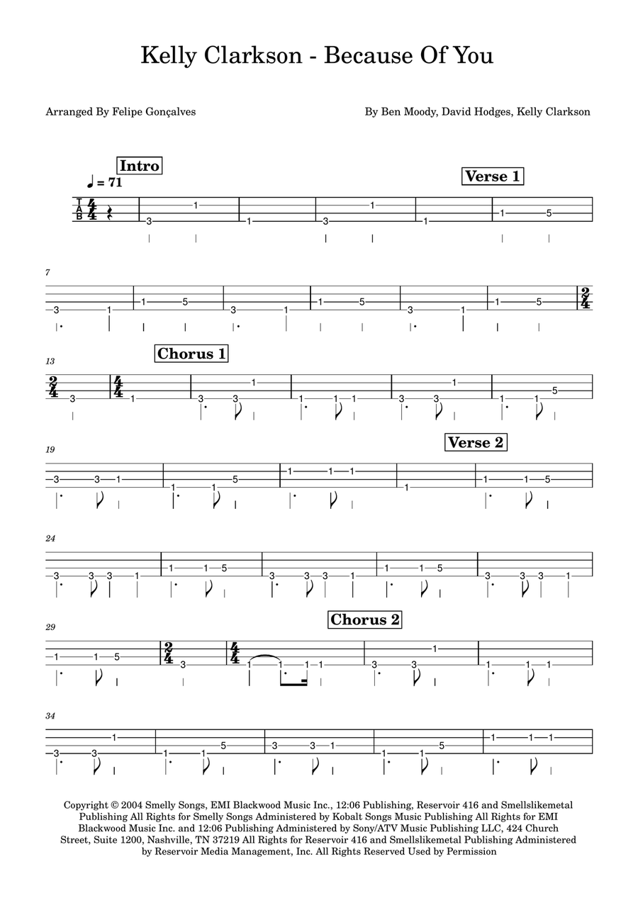 Because Of You Because Of You Acoustic Guitar scores gallery preview page 1