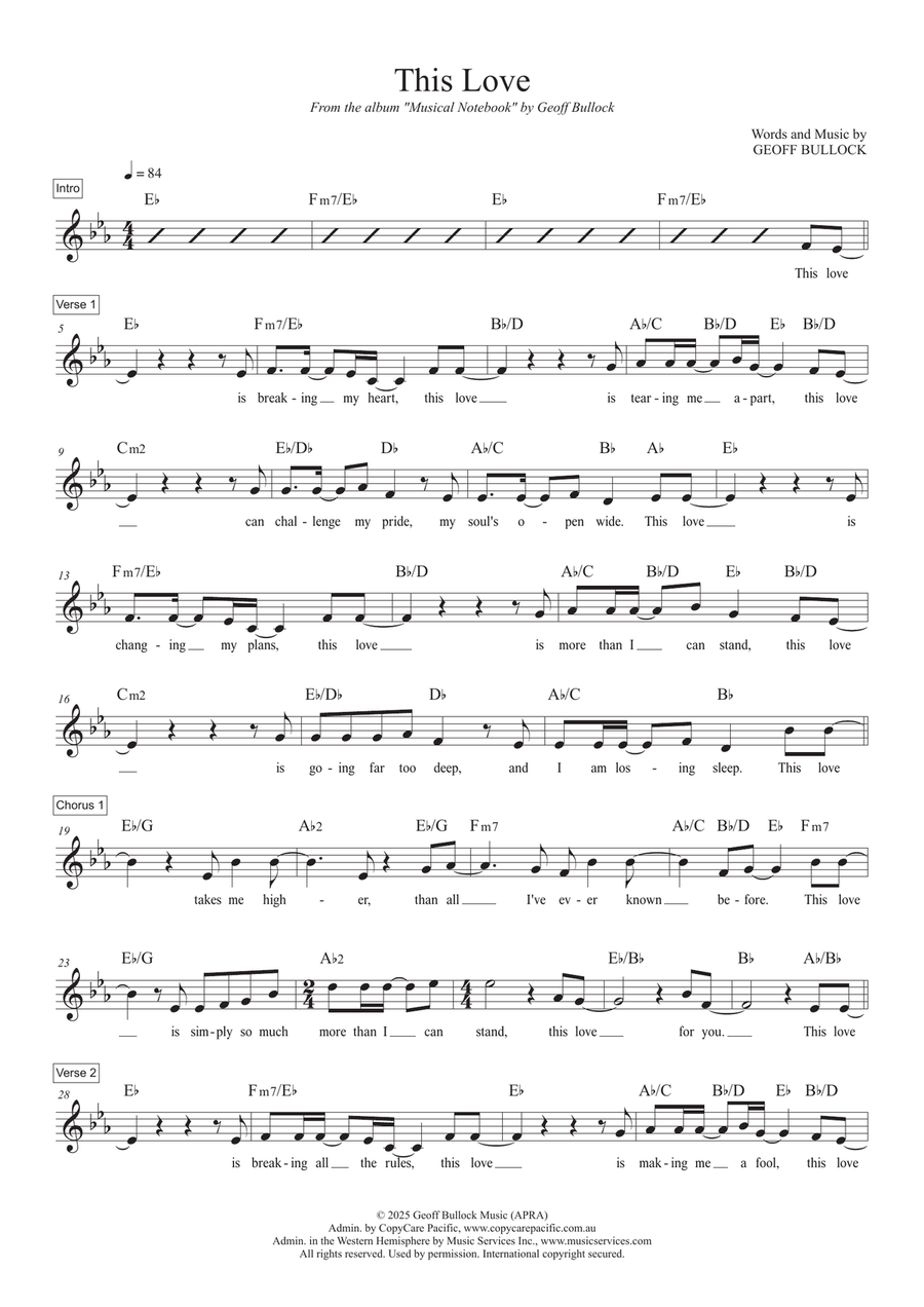 This Love This Love Piano scores gallery preview page 1