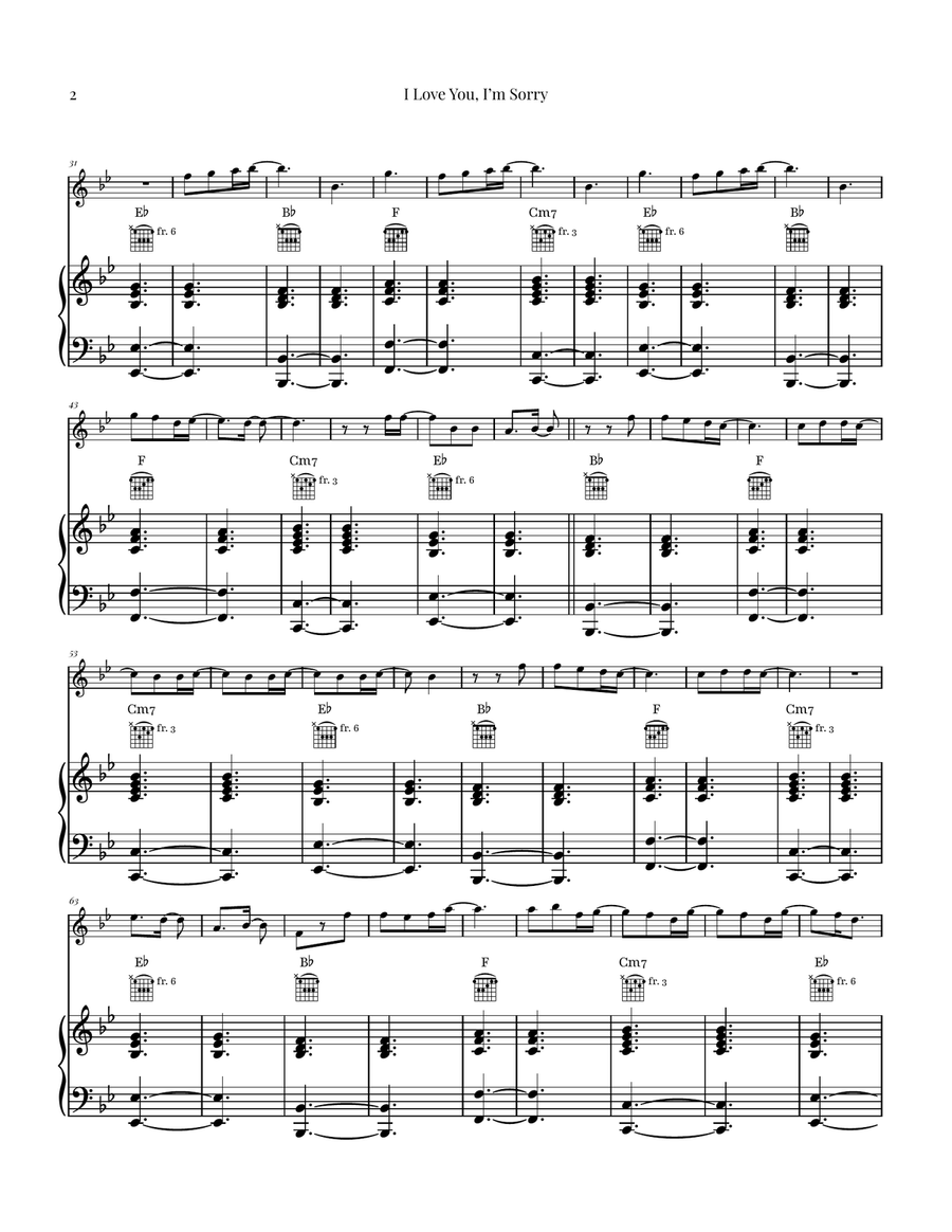 I Love You, I'm Sorry Piano scores gallery preview page 2