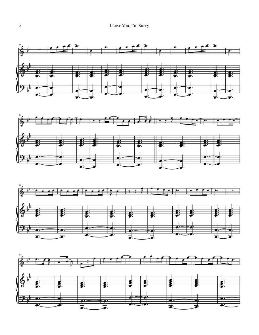 I Love You, I'm Sorry Violin Solo scores gallery preview page 2