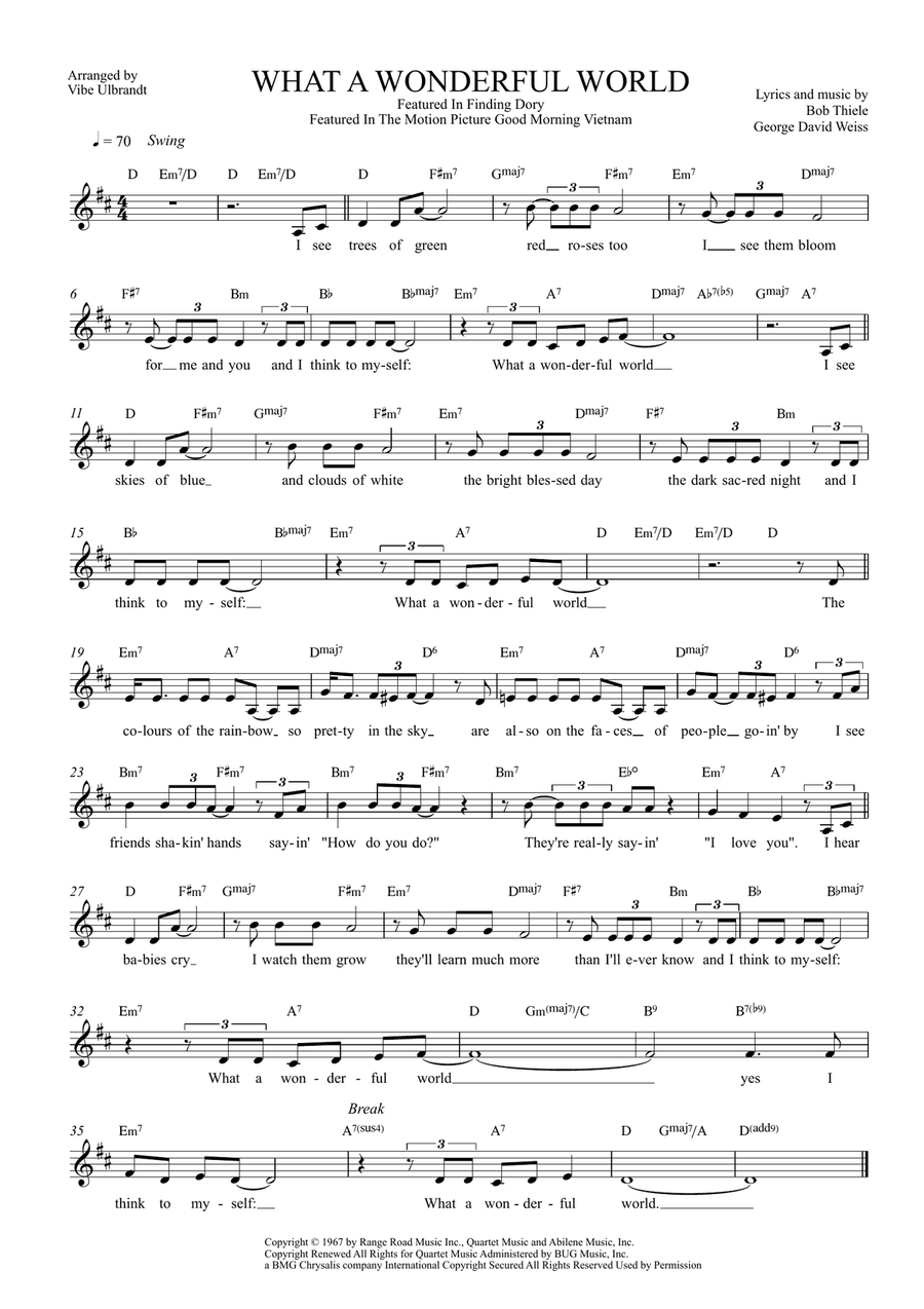 What A Wonderful World What A Wonderful World Piano Solo scores gallery preview page 1