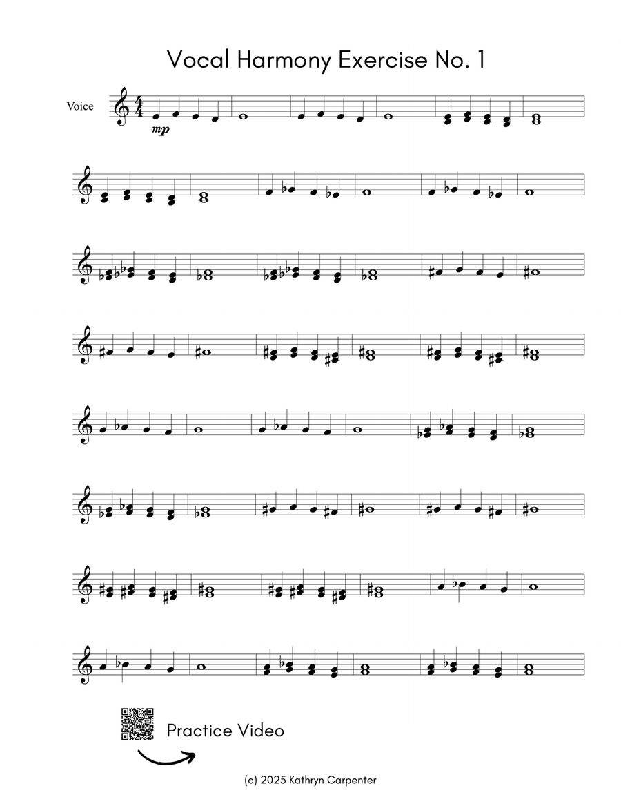 Vocal Harmony Exercise Vocal Harmony Exercise A Cappella scores gallery preview page 1