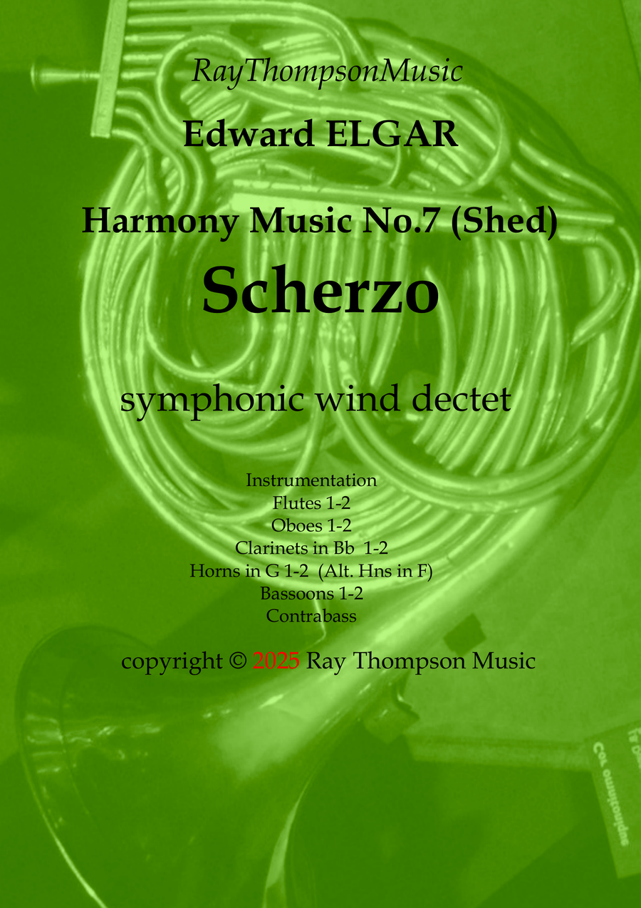 Elgar: Harmony Music No.7 Scherzo - symphonic wind dectet Woodwind Quintet scores gallery preview page 1