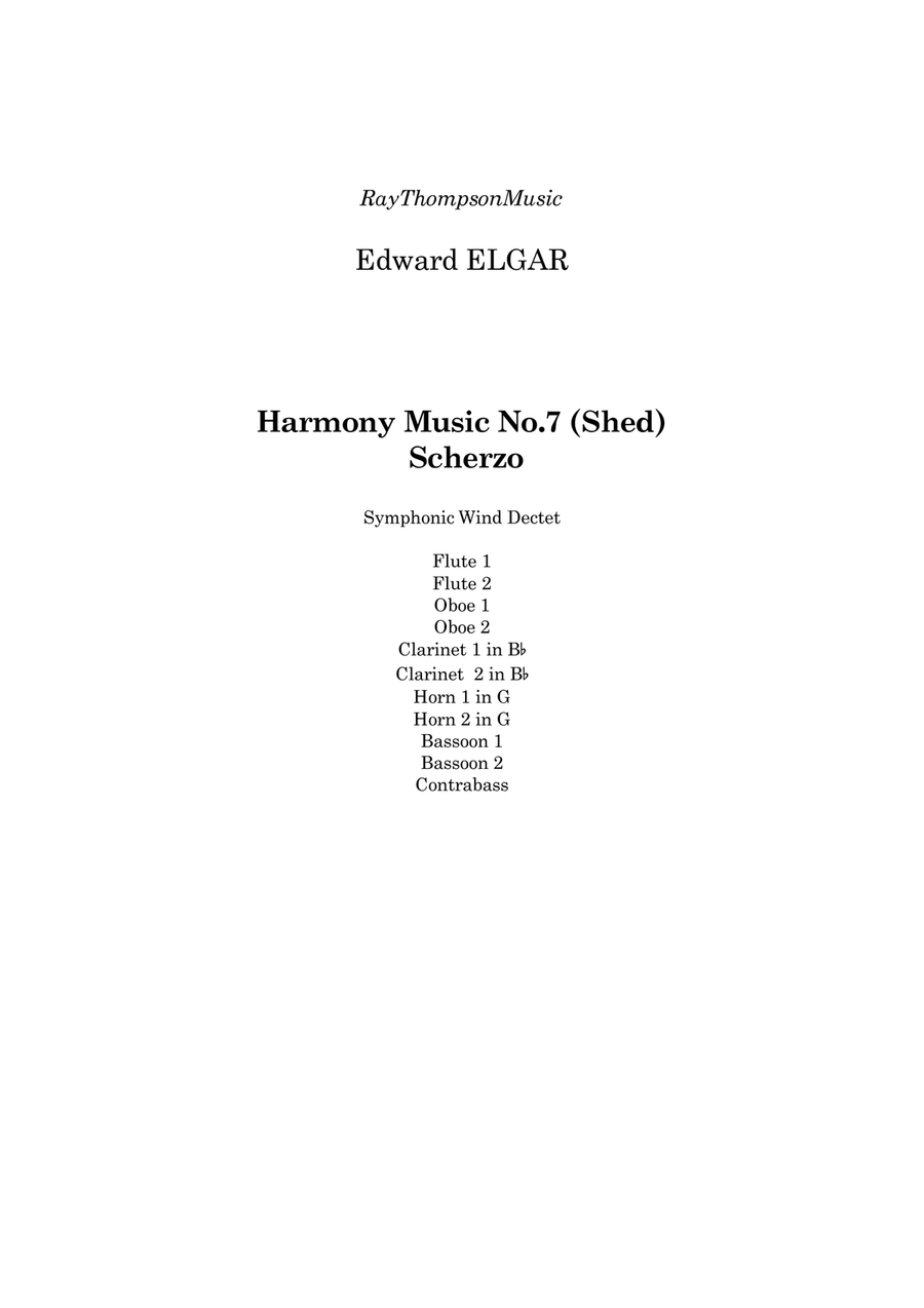 Elgar: Harmony Music No.7 Scherzo - symphonic wind dectet Woodwind Quintet scores gallery preview page 2