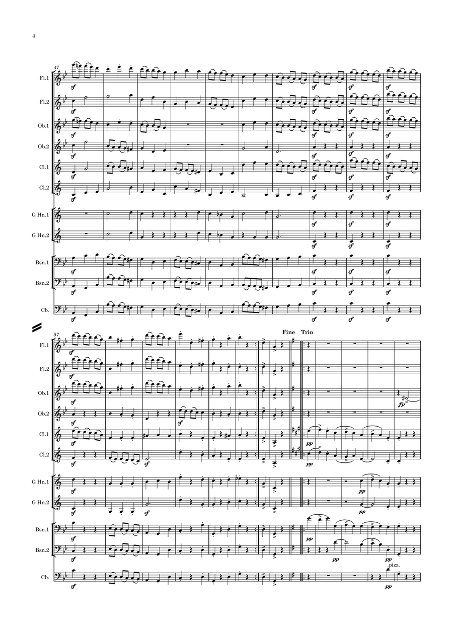 Elgar: Harmony Music No.7 Scherzo - symphonic wind dectet Woodwind Quintet scores gallery preview page 5