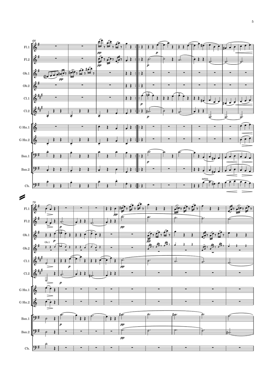 Elgar: Harmony Music No.7 Scherzo - symphonic wind dectet Woodwind Quintet scores gallery preview page 6