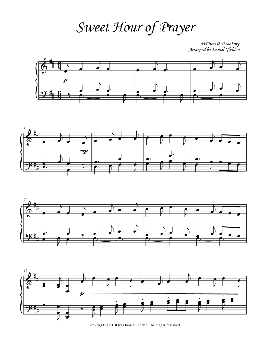 Sweet Hour of Prayer Sweet Hour of Prayer Piano Solo scores gallery preview page 1