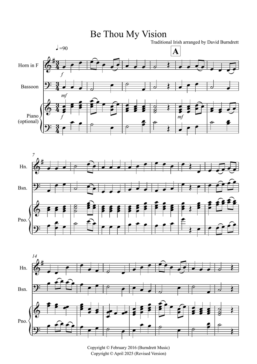 Be Thou My Vision for Horn and Bassoon Duet Woodwind Duet scores gallery preview page 1