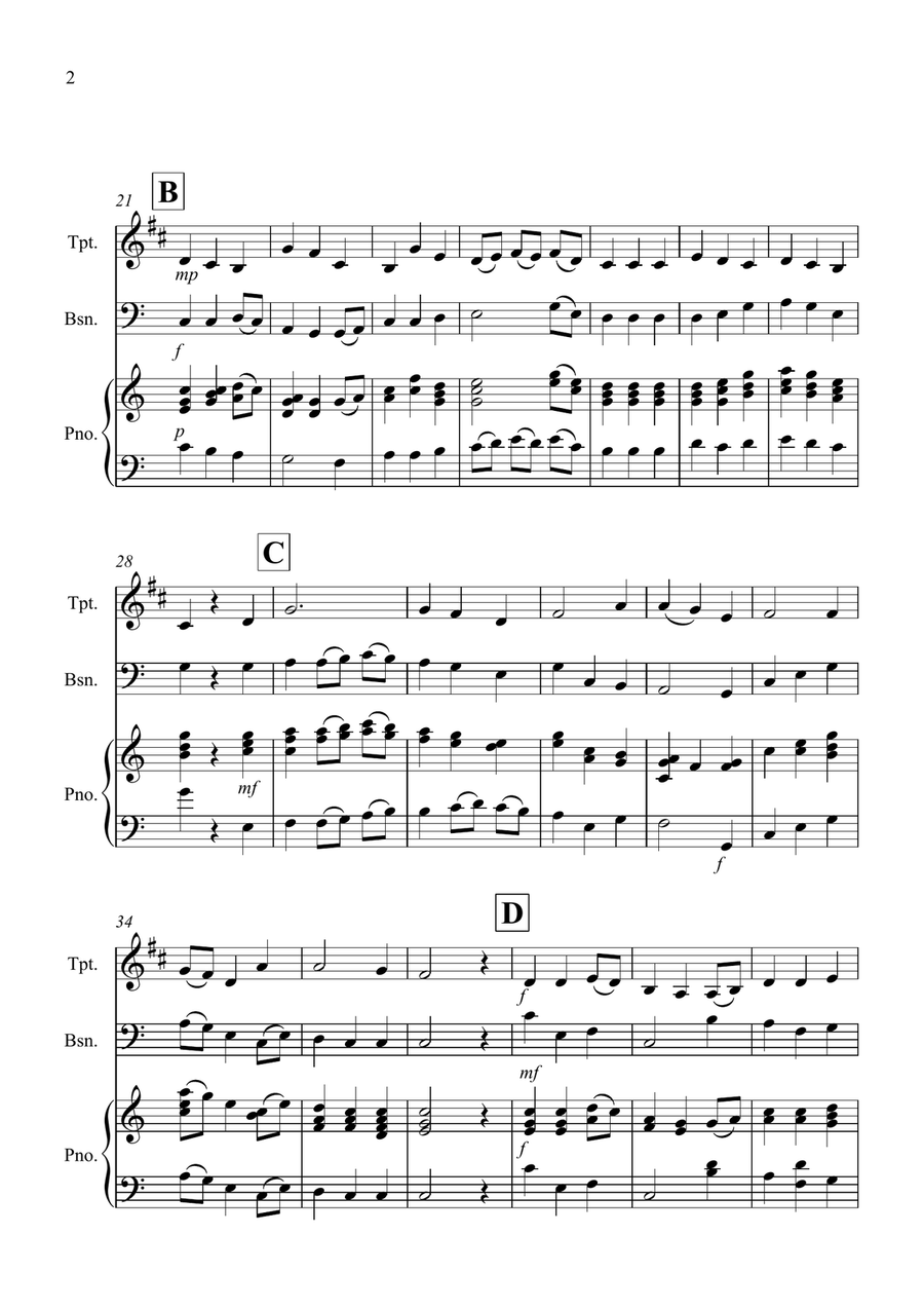 Be Thou My Vision for Trumpet and Bassoon Duet Bassoon scores gallery preview page 2