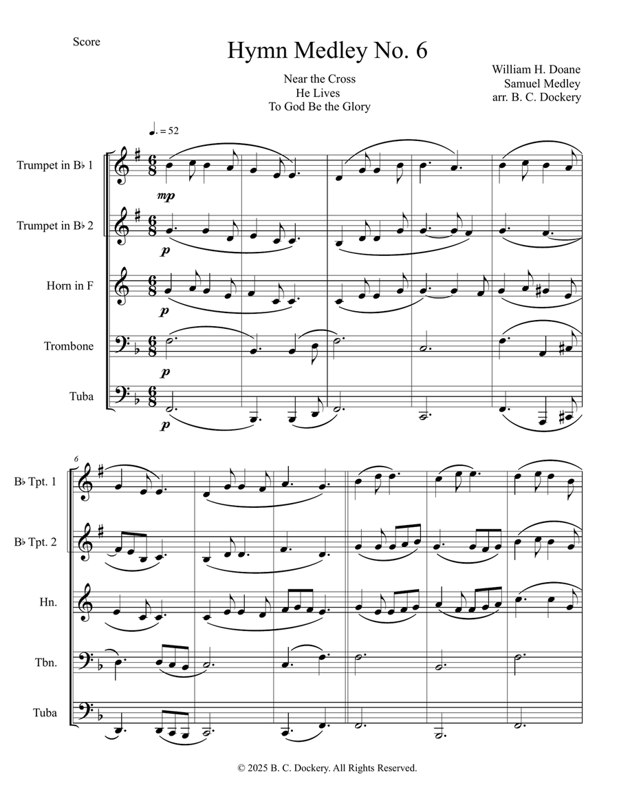 Hymn Medley No. 6 (Brass Quintet) Brass Quintet scores gallery preview page 1