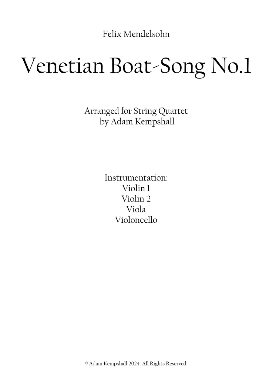 Venetian Boat Song No.1 (Op.19b No.6) String Quartet scores gallery preview page 1
