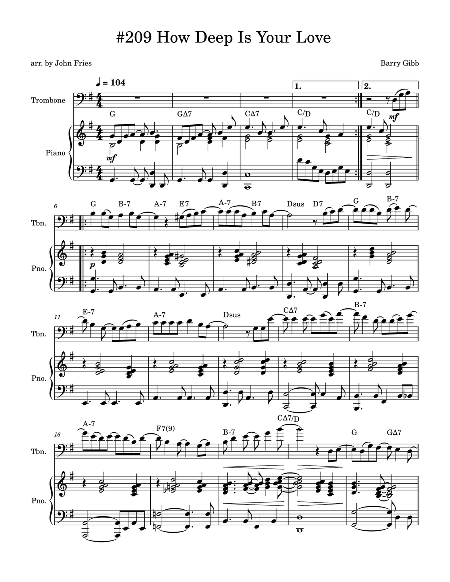 How Deep Is Your Love Piano scores gallery preview page 1