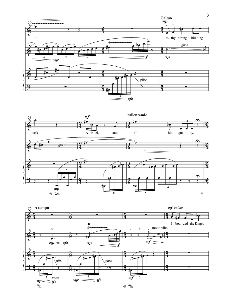 Ariel's Hail (for Soprano, Flute, and Piano) Flute scores gallery preview page 3