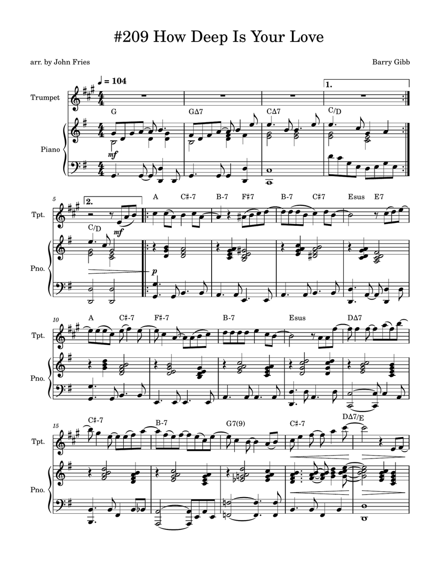 How Deep Is Your Love How Deep Is Your Love Trumpet Solo scores gallery preview page 1
