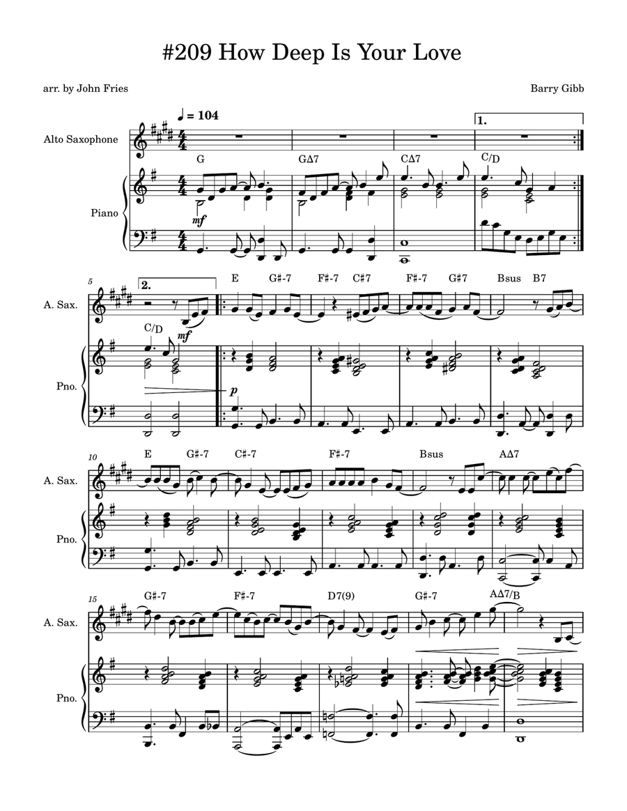 How Deep Is Your Love Alto Saxophone scores gallery preview page 1