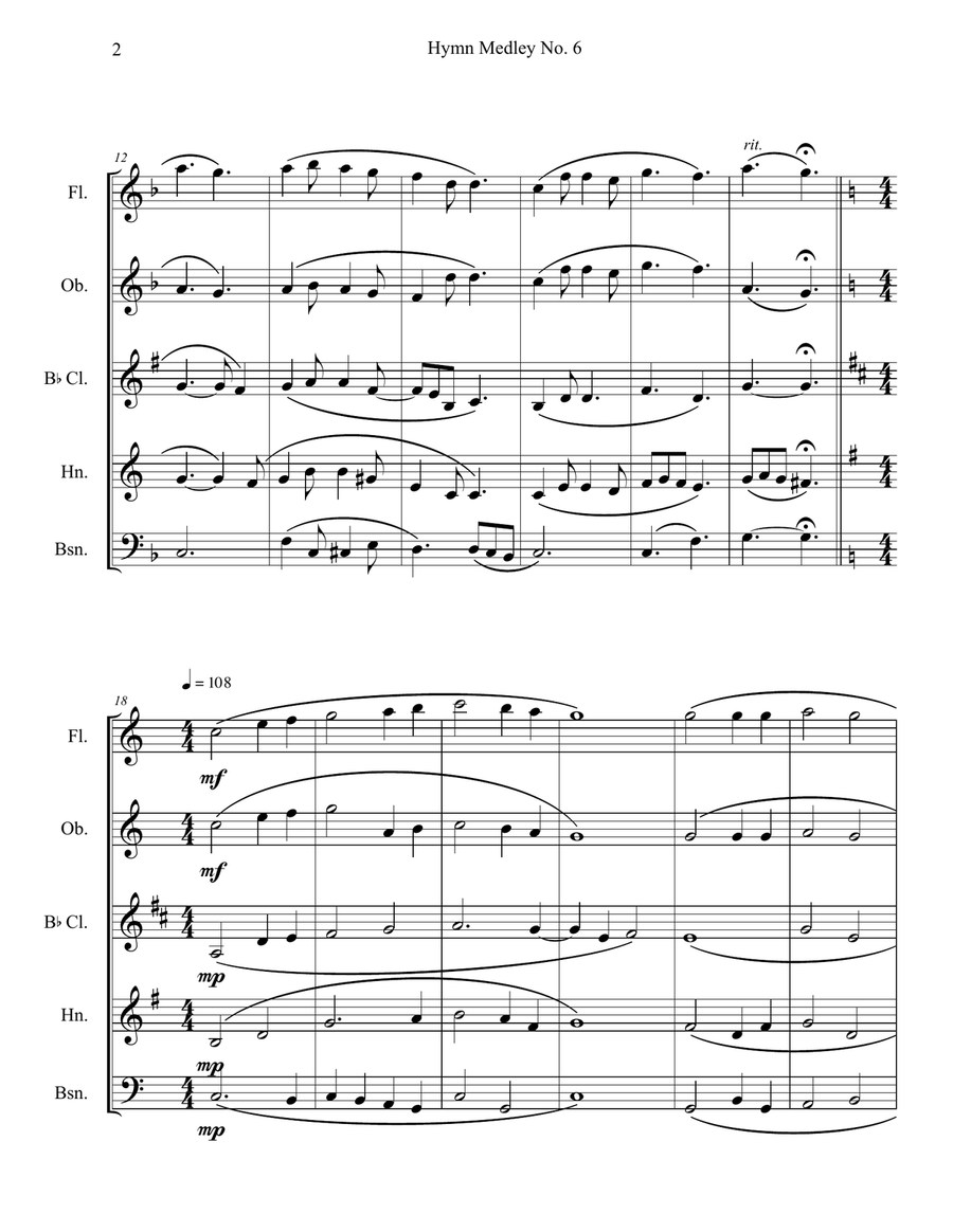 Hymn Medley No. 6 (Woodwind Quintet) Woodwind Quintet scores gallery preview page 2