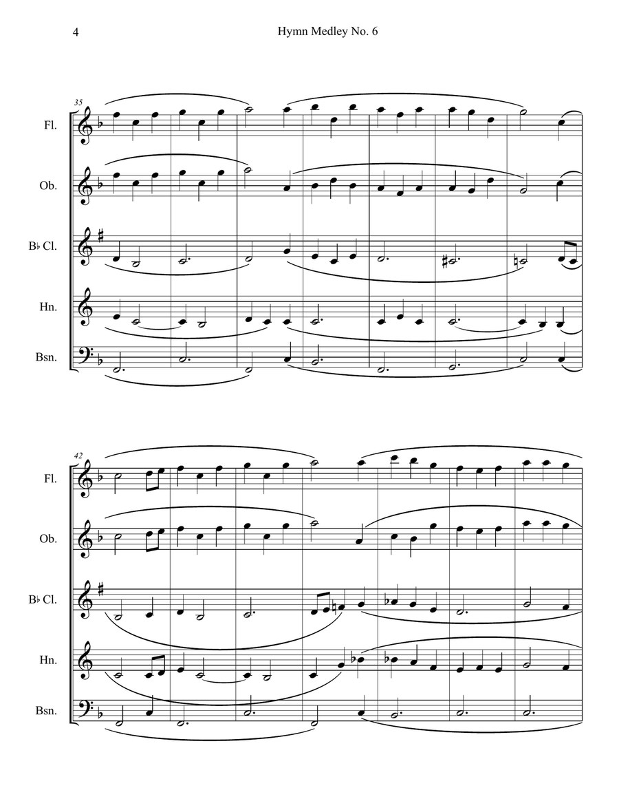 Hymn Medley No. 6 (Woodwind Quintet) Woodwind Quintet scores gallery preview page 4