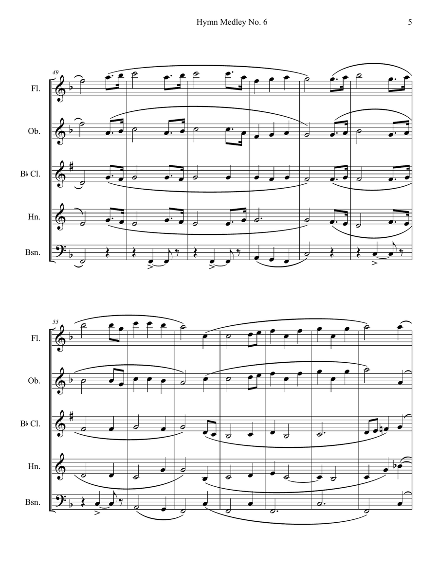 Hymn Medley No. 6 (Woodwind Quintet) Woodwind Quintet scores gallery preview page 5